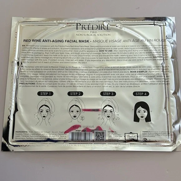 Prédiré Paris Red Wine Anti-Aging Facial Mask - SEALED - Picture 2 of 8